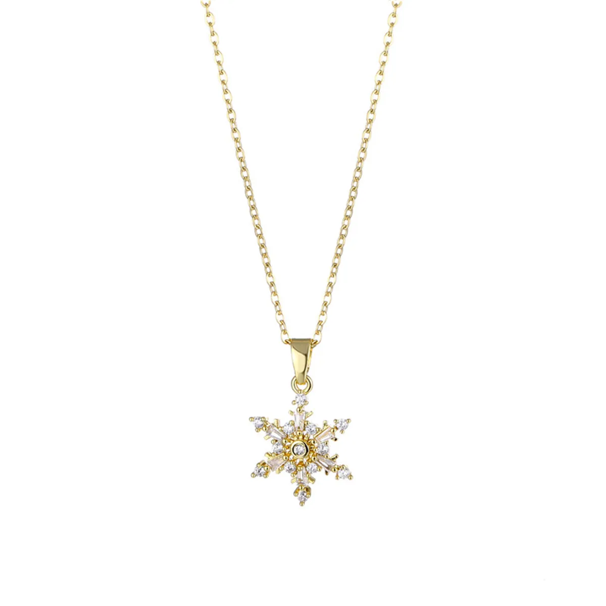 Cubic Zirconia & Crystal Snowflake Pendant Necklace