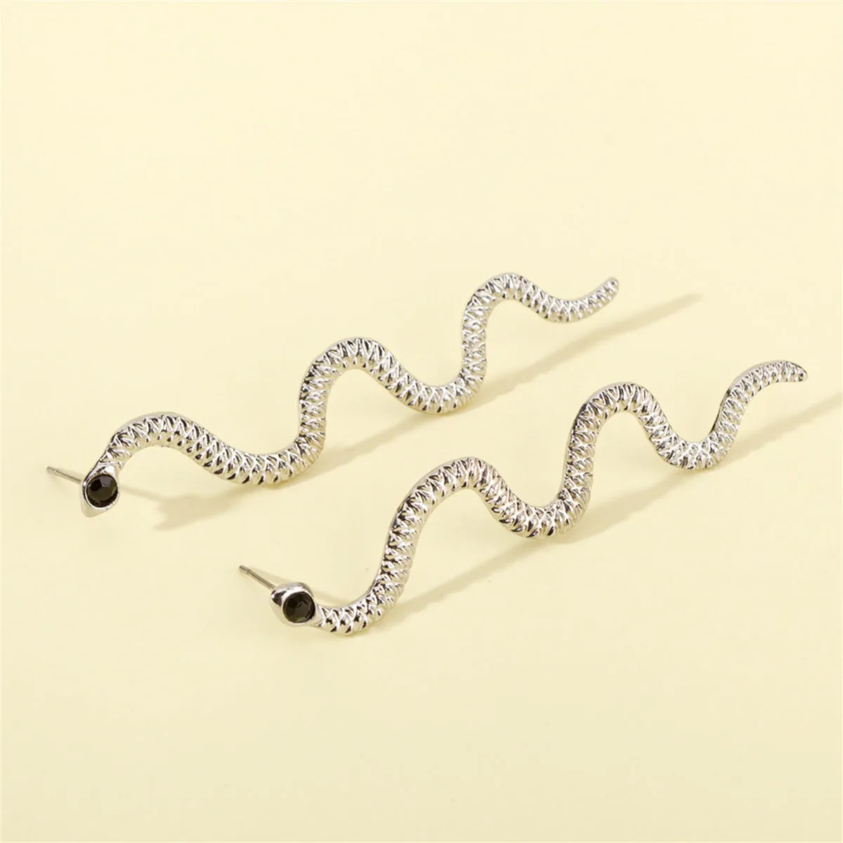 Cubic Zirconia & Silver-Plated Snake Dangle Earrings