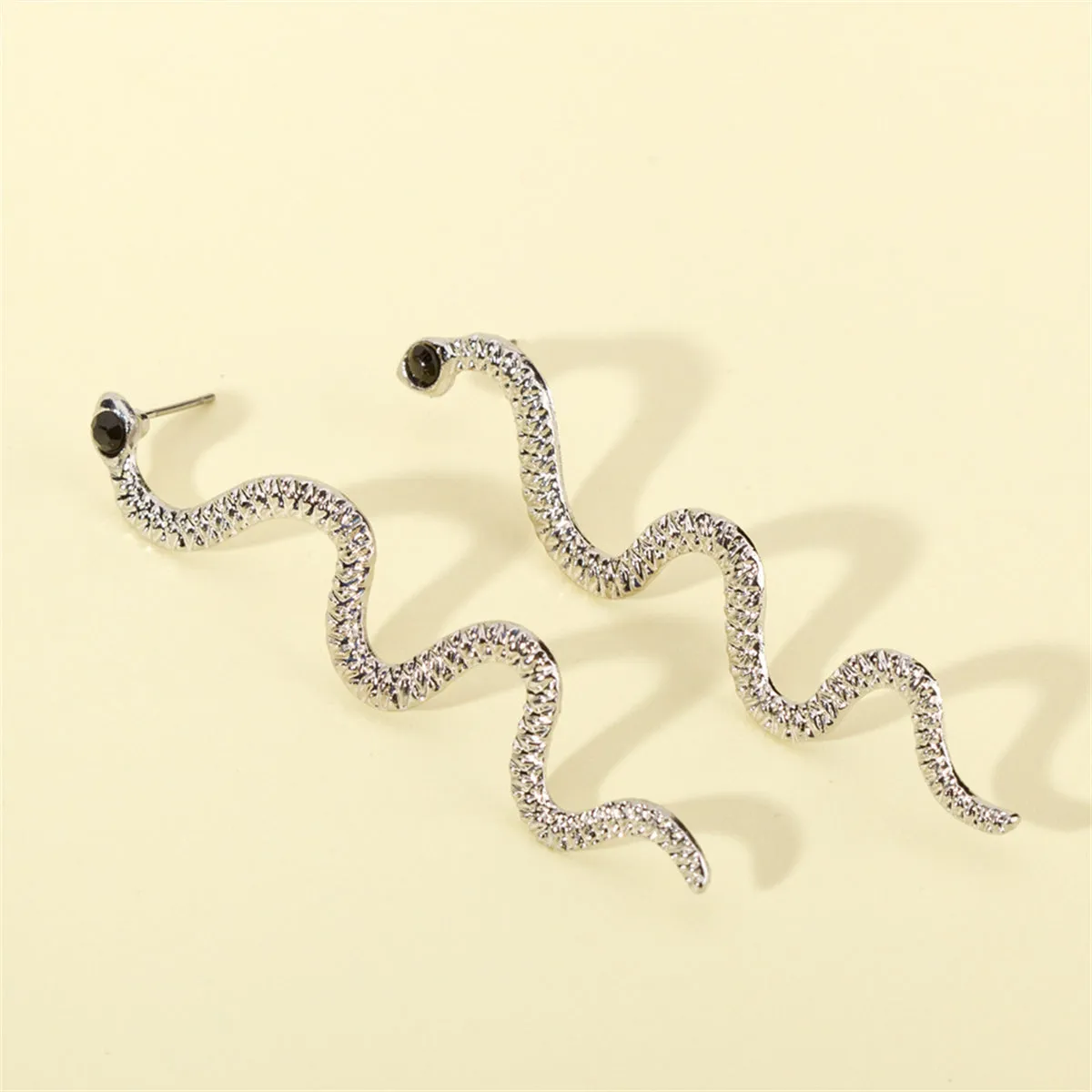 Cubic Zirconia & Silver-Plated Snake Dangle Earrings