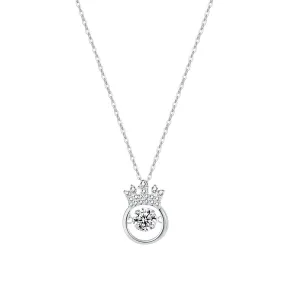 Cubic Zirconia & Sterling Silver Crown Pendant Necklace