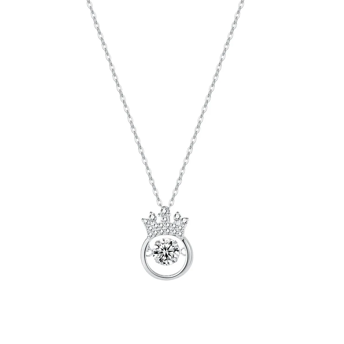 Cubic Zirconia & Sterling Silver Crown Pendant Necklace