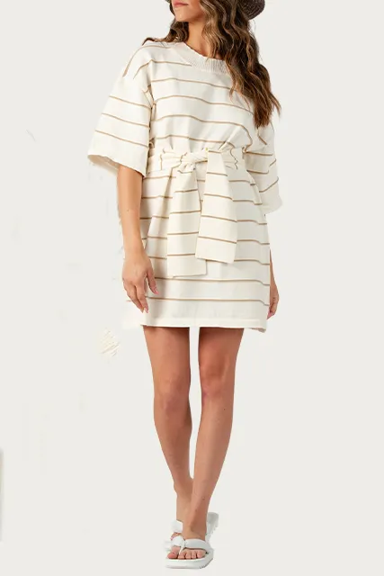CYBELLE BELTED KNIT MINI DRESS