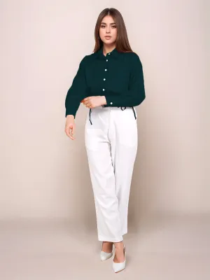Dark Green Solid Full Sleeves Shirt