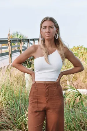 Davis One Shoulder Top - WHITE