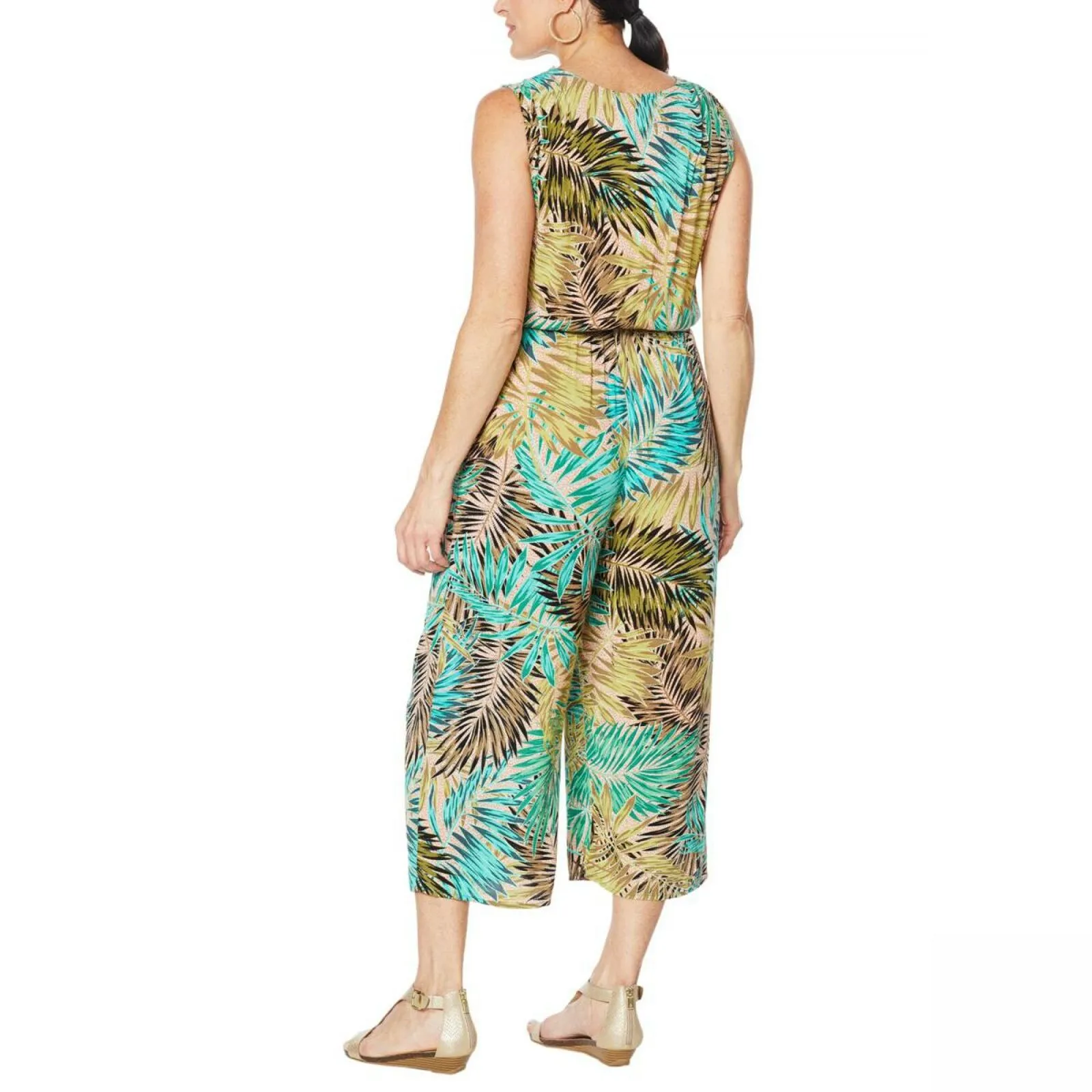 Democracy Women's Printed Belted Crop Jumpsuit