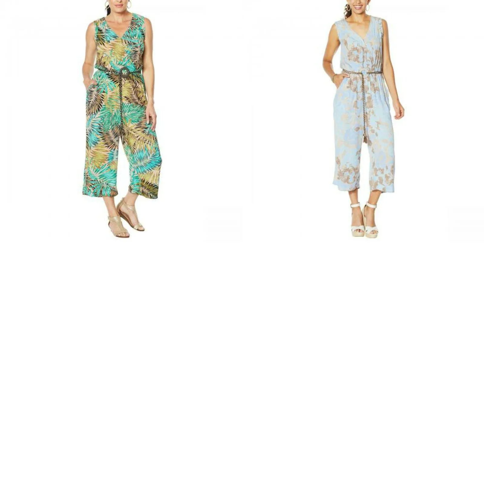 Democracy Women's Printed Belted Crop Jumpsuit