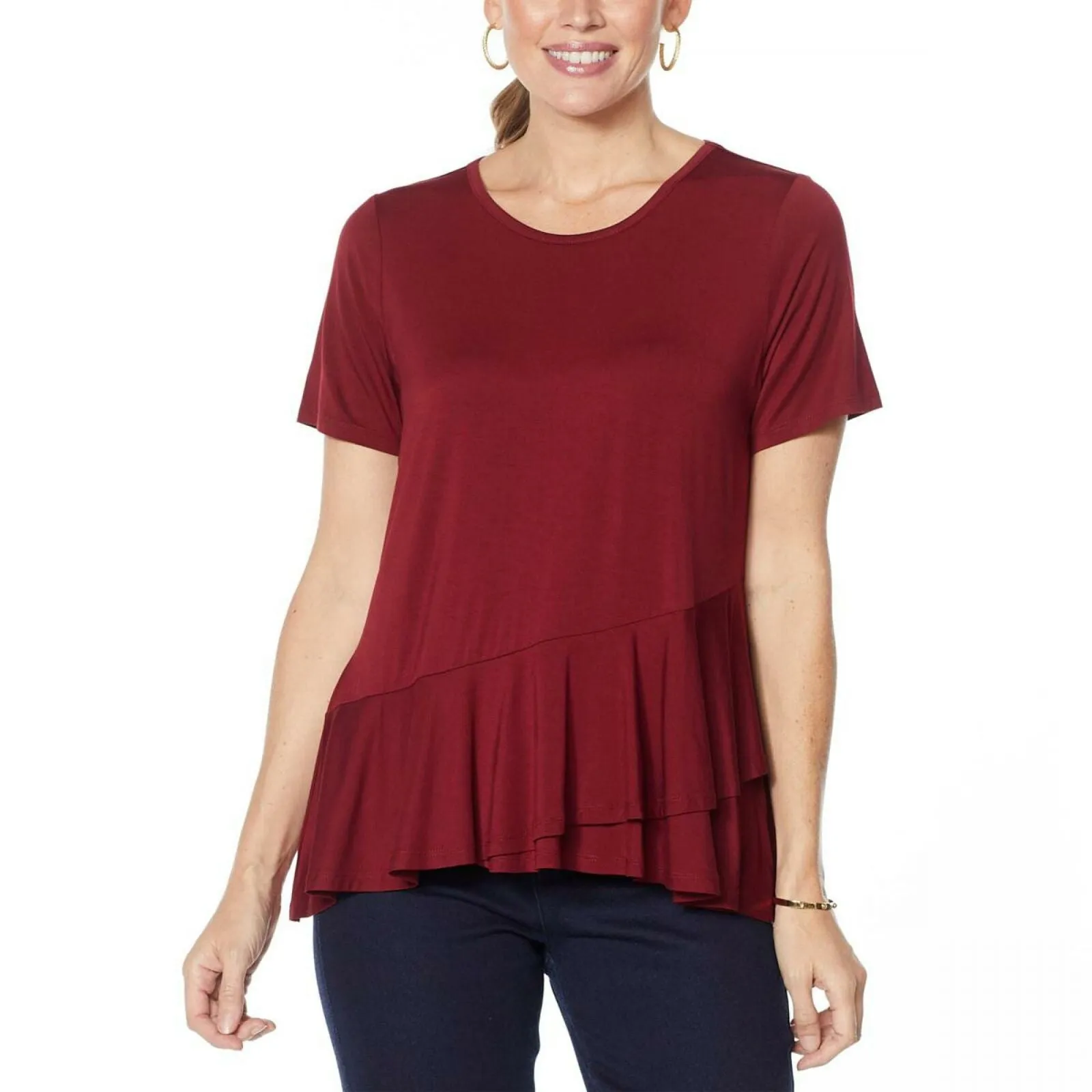DG2 by Diane Gilman Women's Flowy Crossover Peplum Top