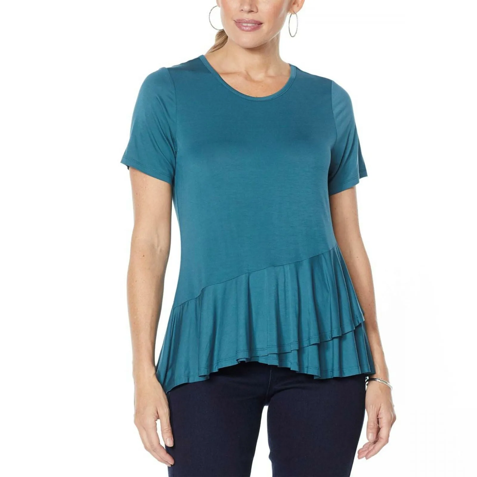 DG2 by Diane Gilman Women's Flowy Crossover Peplum Top