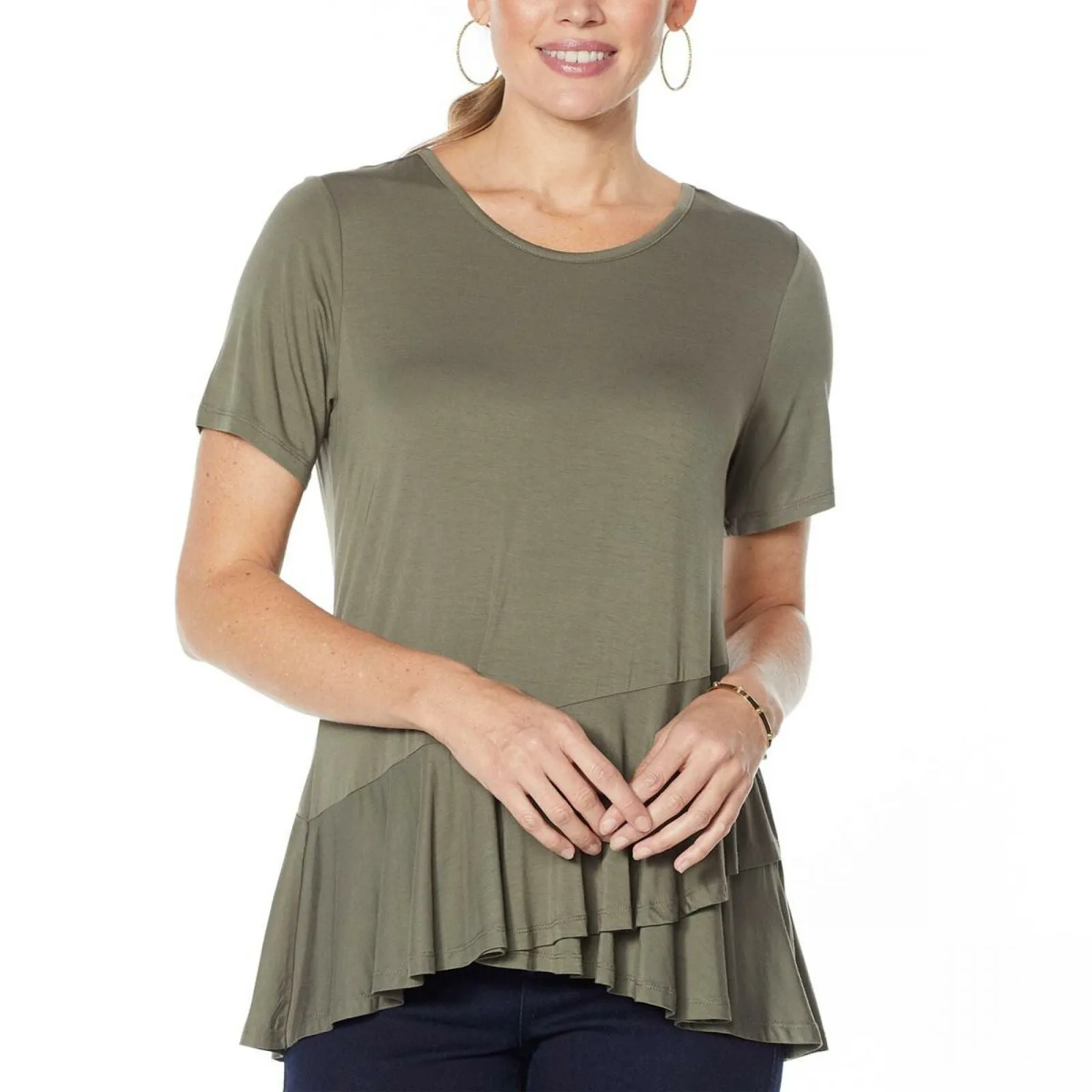 DG2 by Diane Gilman Women's Flowy Crossover Peplum Top