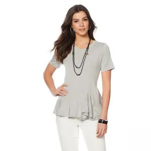 DG2 by Diane Gilman Women's Plus Size Asymmetric Ruffle Hem Top