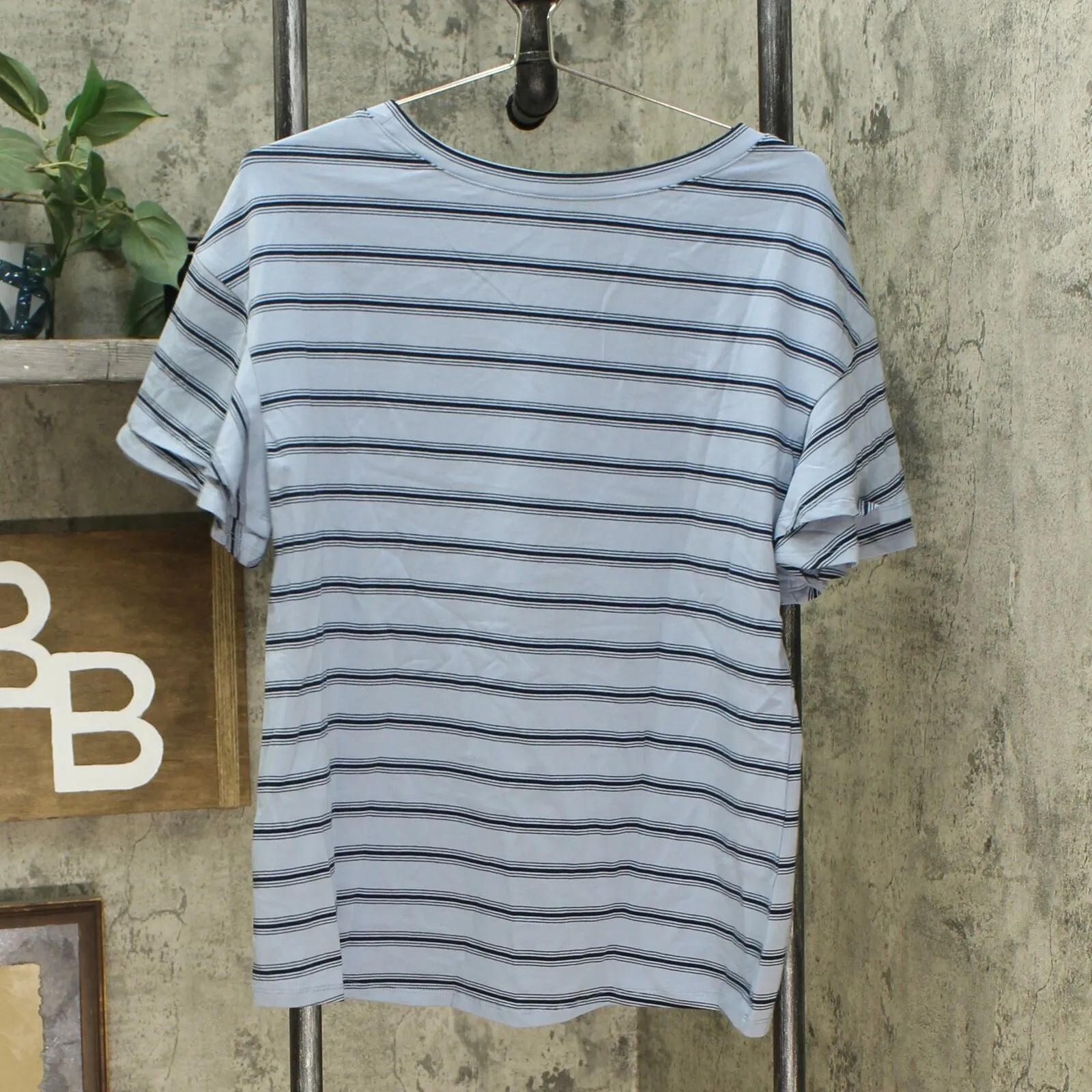 DG2 by Diane Gilman Women's Striped Ruffle Sleeve T-Shirt
