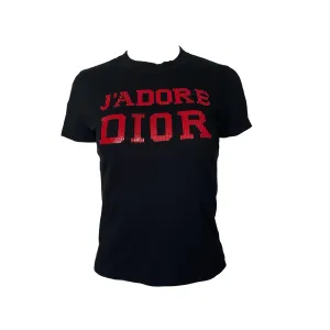 Dior J'Adore Black Red Studded T-Shirt