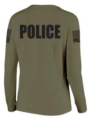 Drab Green Police Women's Shirt - Long Sleeve (Black)