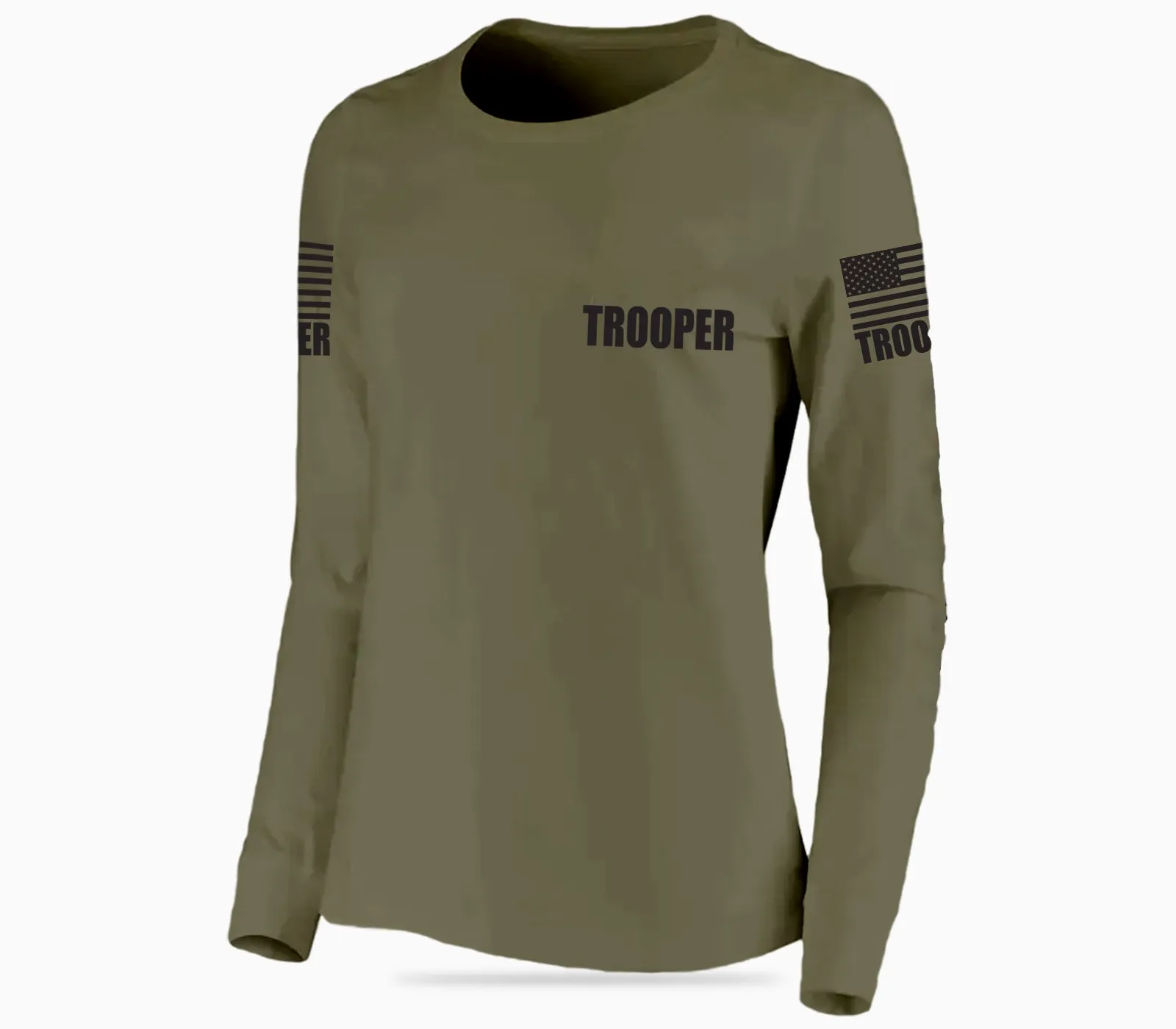 Drab Green Trooper Women's Shirt - Long Sleeve (Black)