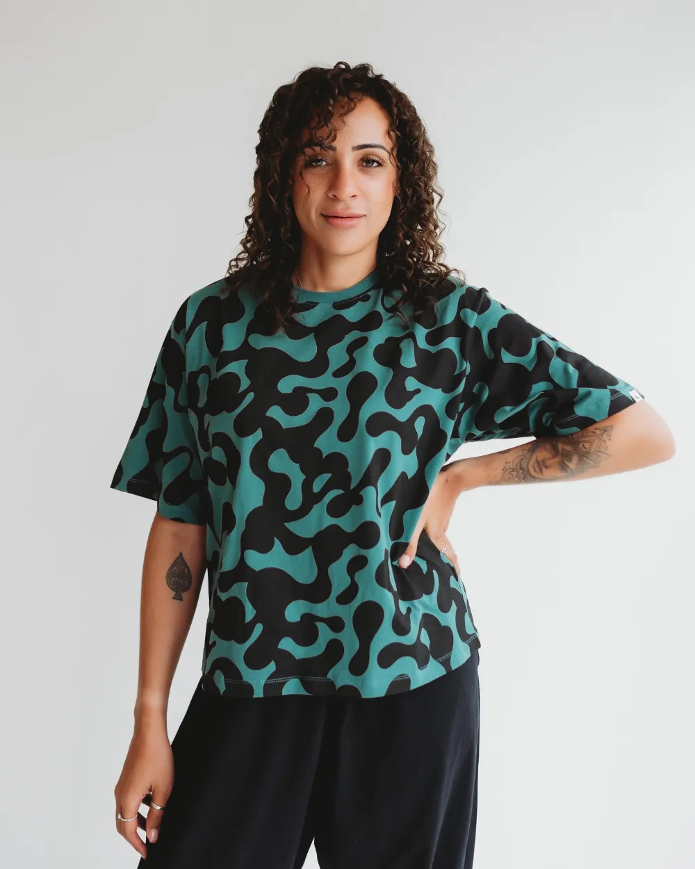 Elsie Green Abstract Swirl Print Oversized T-Shirt