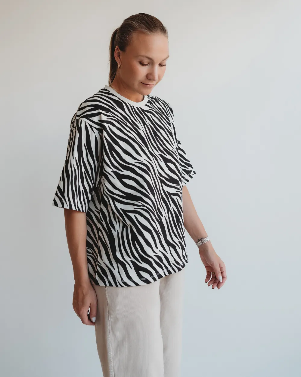 Elsie Multicolour Zebra Streak Print Oversized T-Shirt