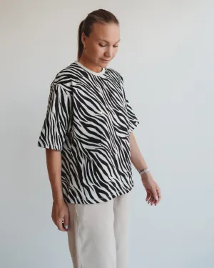 Elsie Multicolour Zebra Streak Print Oversized T-Shirt