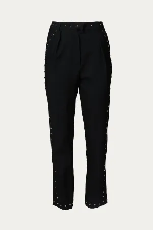 EMBELLISHED STRAIGHT-LEG WOOL PANTS
