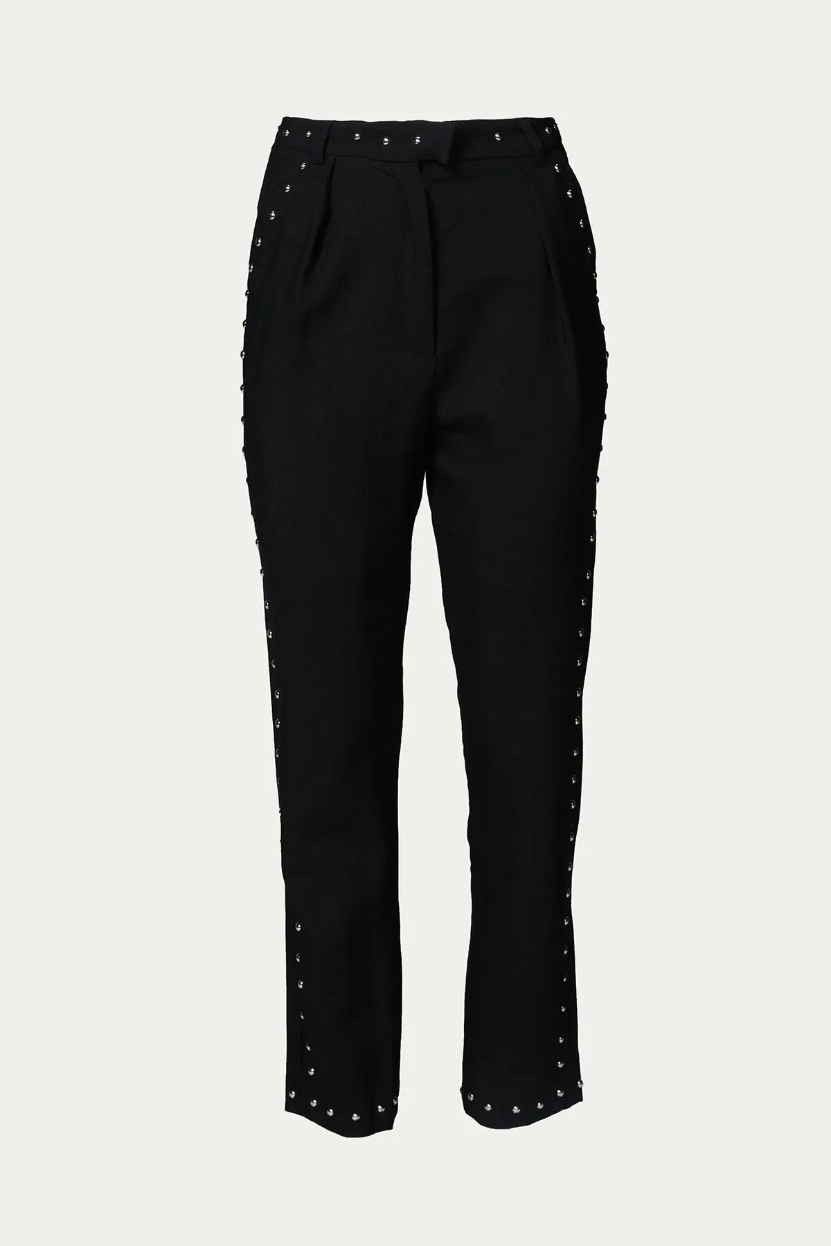 EMBELLISHED STRAIGHT-LEG WOOL PANTS