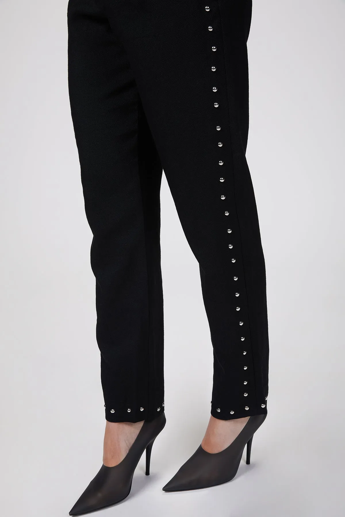 EMBELLISHED STRAIGHT-LEG WOOL PANTS