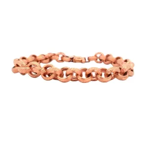 Estate 8" Textured Rolo Link Bracelet in 14K Rose Gold