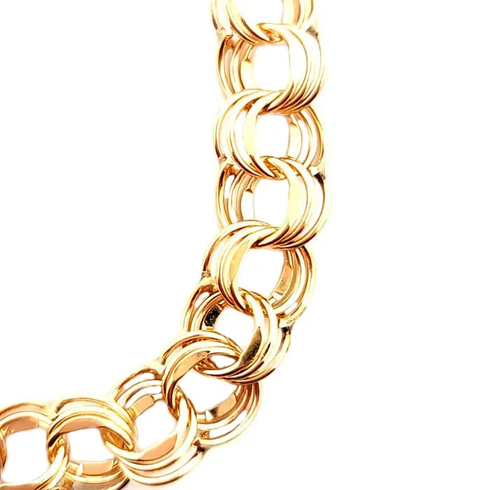 Estate Double Link Charm Bracelet in 14K Yellow Gold
