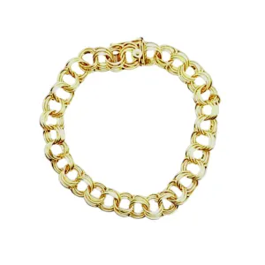 Estate Double Link Charm Bracelet in 14K Yellow Gold