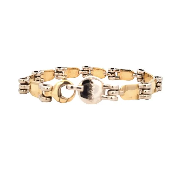 Estate Fancy Link Bracelet by Baraka in 14K Yellow and White Gold