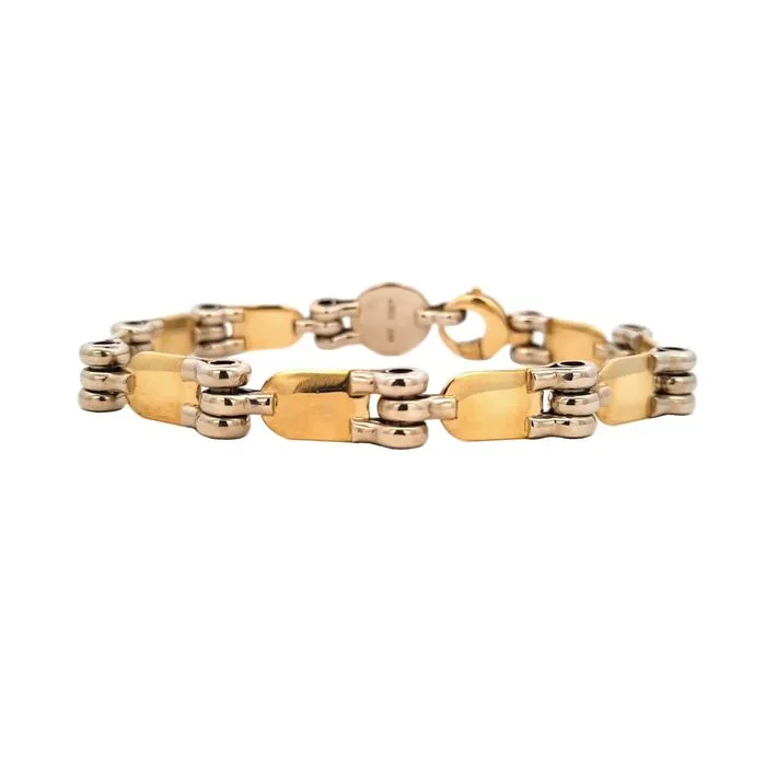 Estate Fancy Link Bracelet by Baraka in 14K Yellow and White Gold