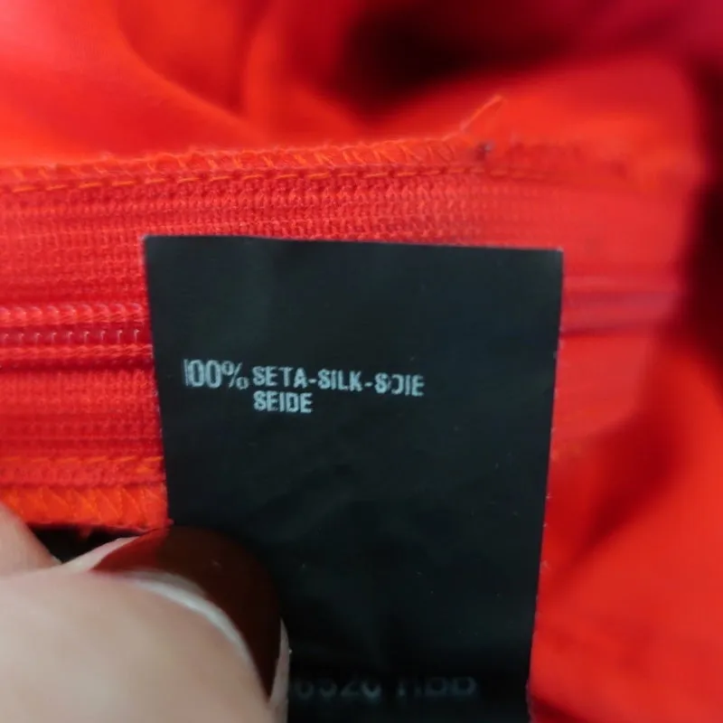 Fendi Dress Red Accordion Pleated Silk Size 40 Sleeveless Belted