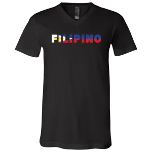 Filipino with Flag Embedded Unisex Jersey V-Neck T-Shirt