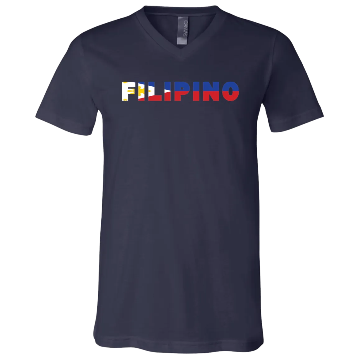 Filipino with Flag Embedded Unisex Jersey V-Neck T-Shirt