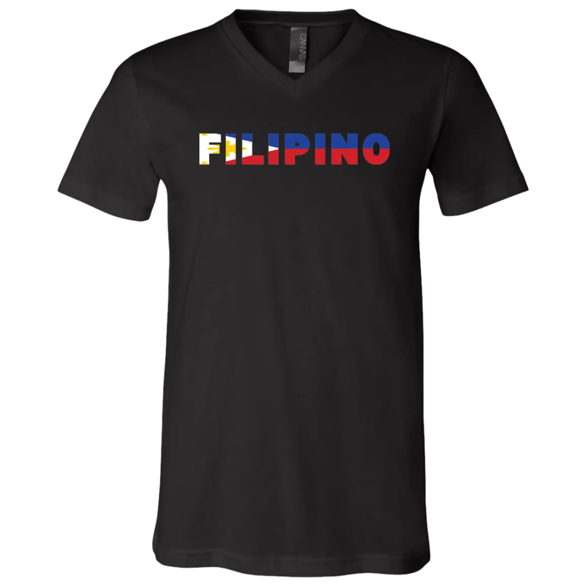 Filipino with Flag Embedded Unisex Jersey V-Neck T-Shirt