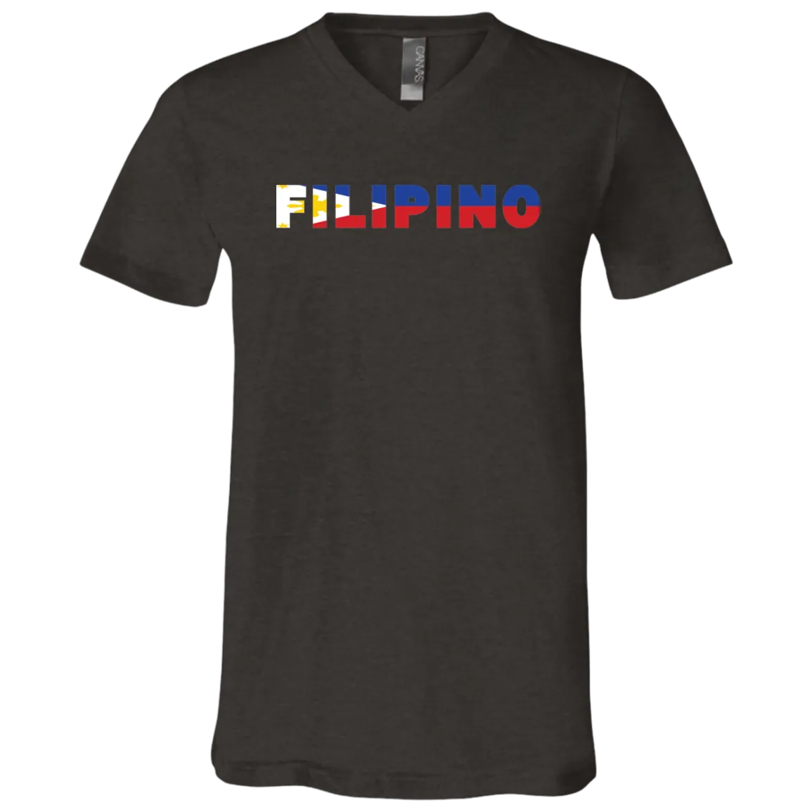 Filipino with Flag Embedded Unisex Jersey V-Neck T-Shirt