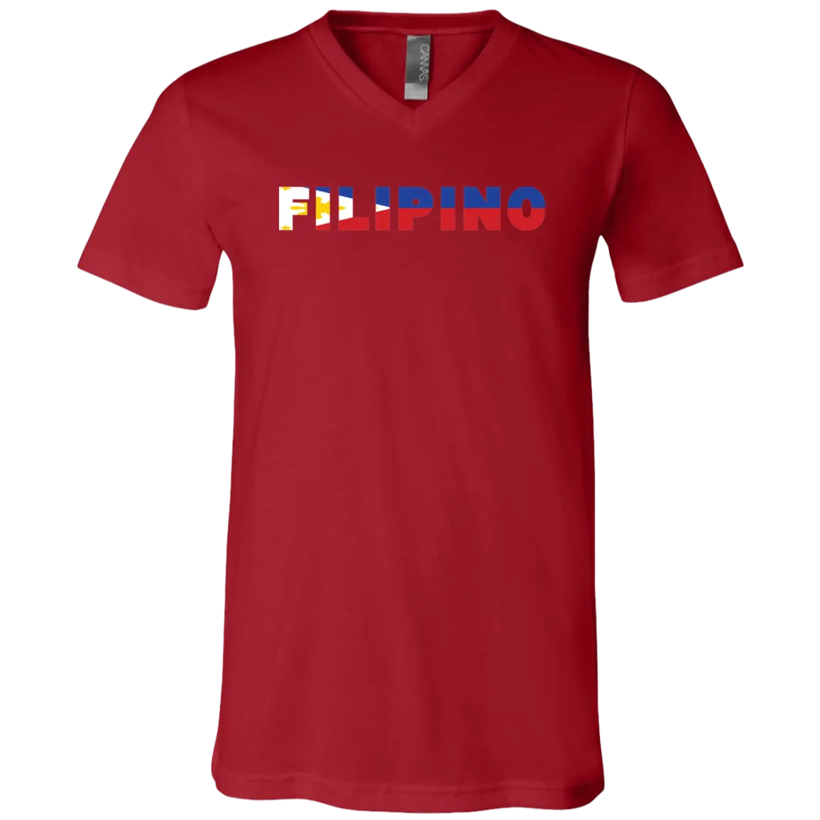 Filipino with Flag Embedded Unisex Jersey V-Neck T-Shirt