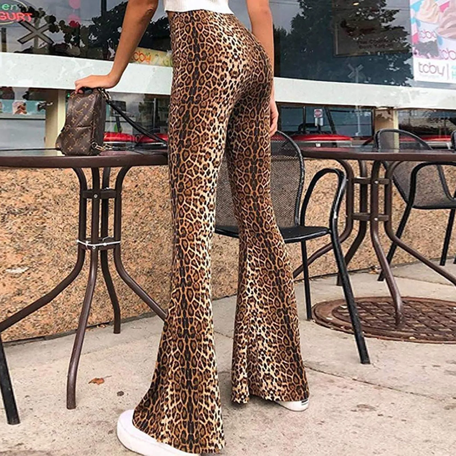 Funki Buys | Pants | Women's Leopard Print Stretch Flared Pants