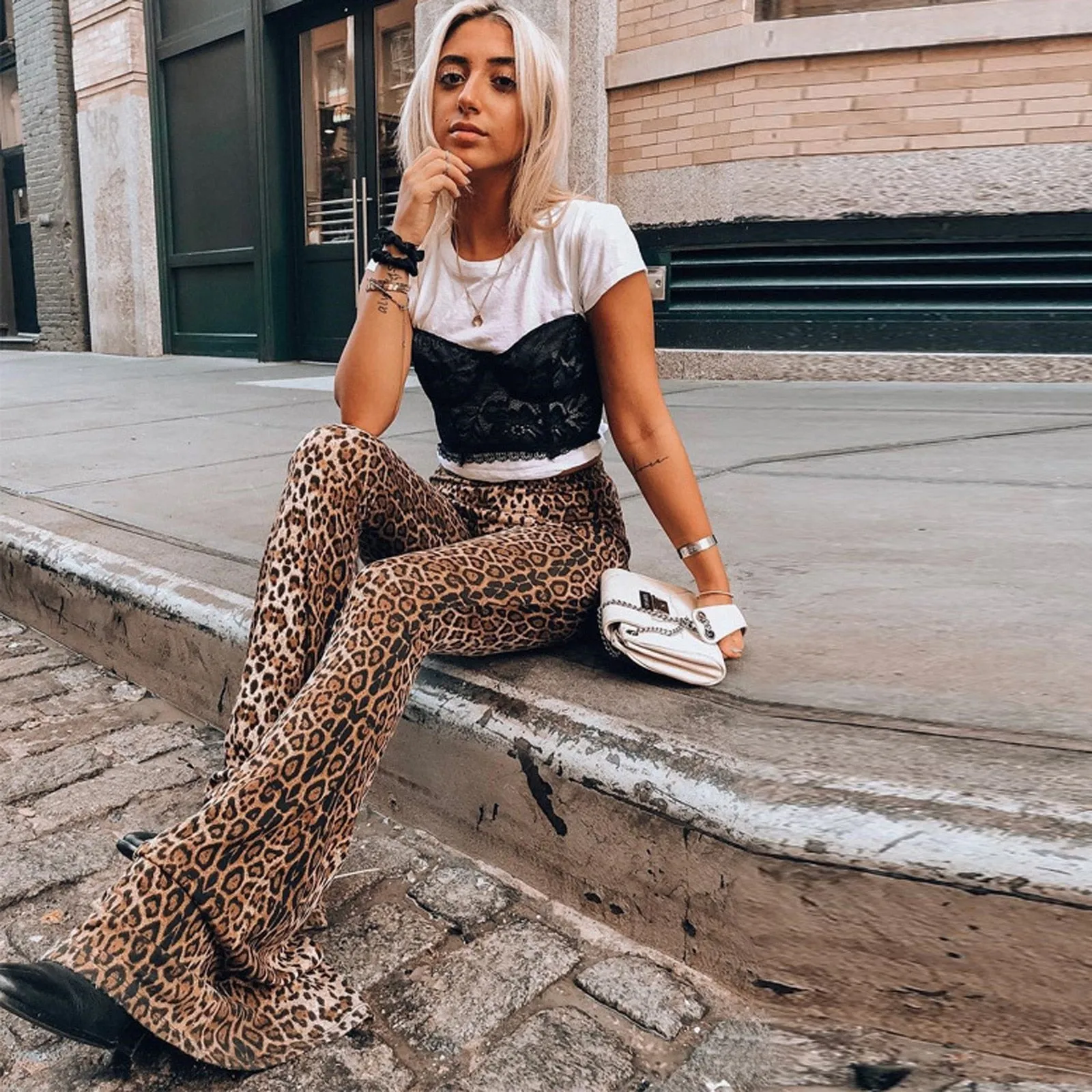 Funki Buys | Pants | Women's Leopard Print Stretch Flared Pants