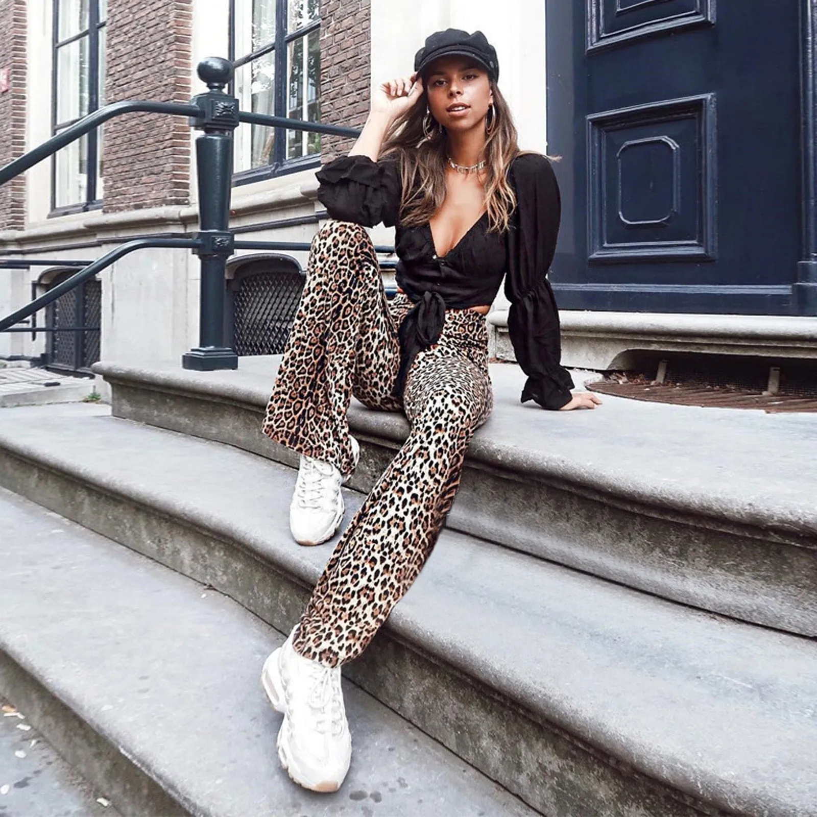 Funki Buys | Pants | Women's Leopard Print Stretch Flared Pants
