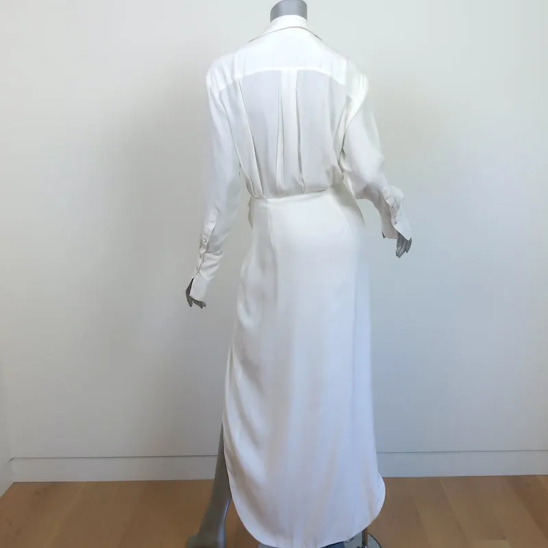 GAUGE81 Plunge Twist-Front Midi Dress White Size Small Long Sleeve Shirtdress