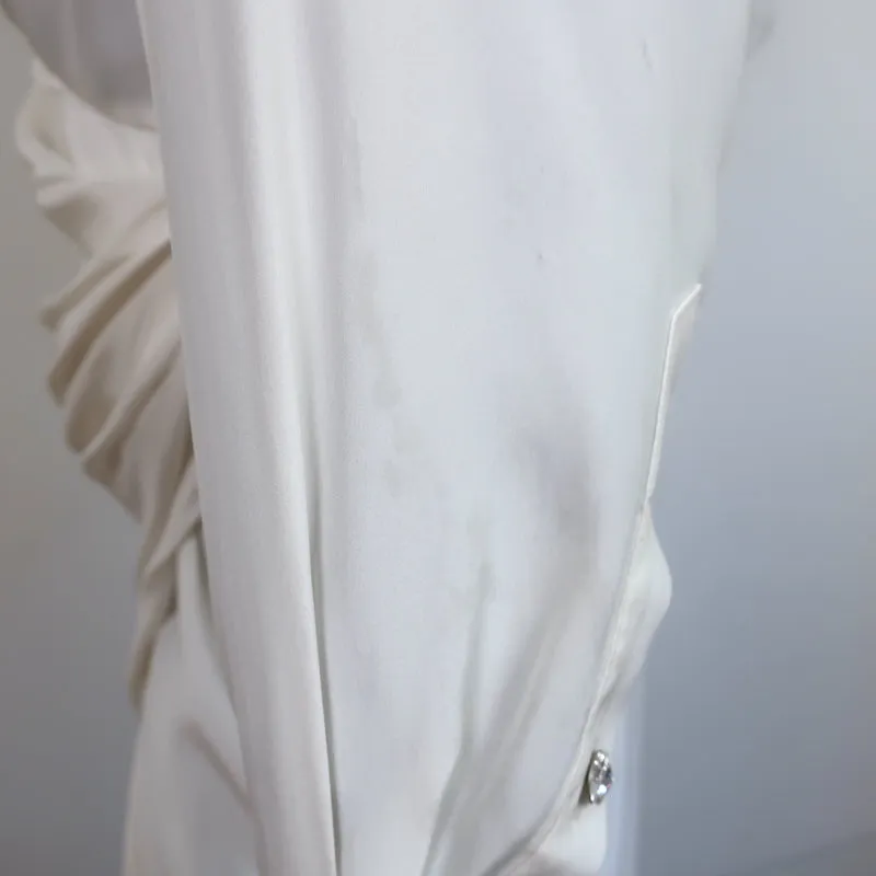 GAUGE81 Plunge Twist-Front Midi Dress White Size Small Long Sleeve Shirtdress