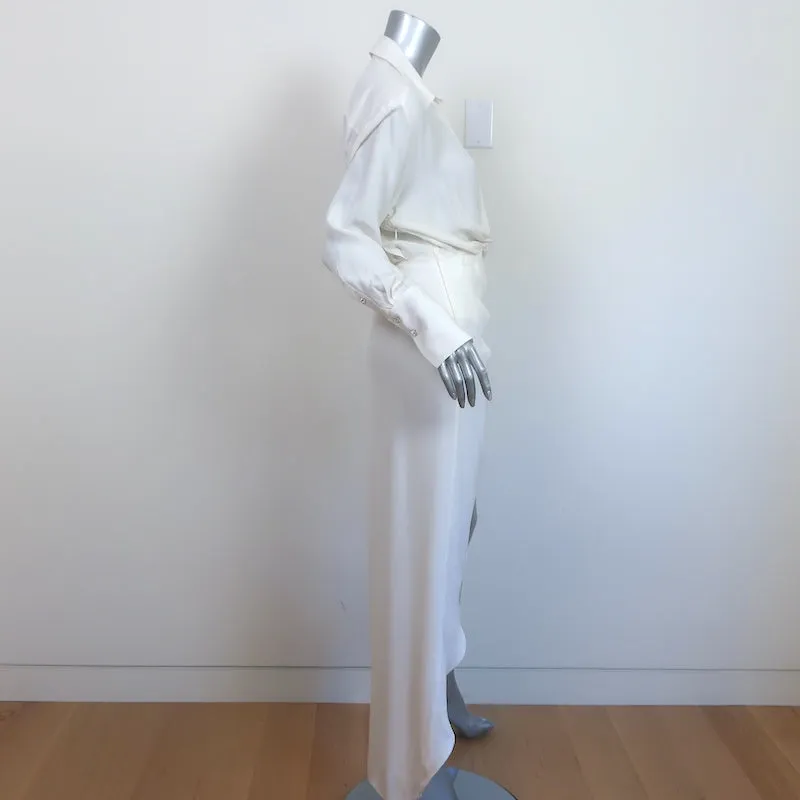 GAUGE81 Plunge Twist-Front Midi Dress White Size Small Long Sleeve Shirtdress