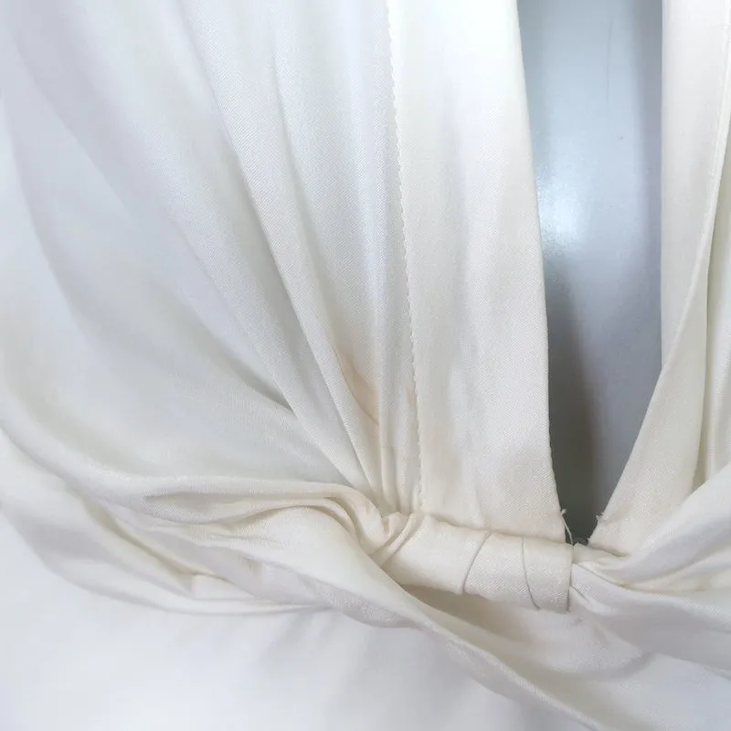 GAUGE81 Plunge Twist-Front Midi Dress White Size Small Long Sleeve Shirtdress