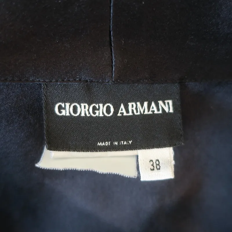 Giorgio Armani Ruched Satin Blouse Black Size 38 Long Sleeve Top