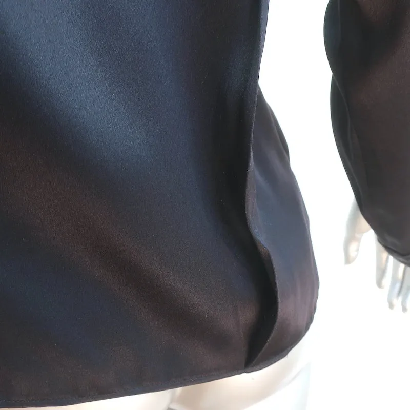 Giorgio Armani Ruched Satin Blouse Black Size 38 Long Sleeve Top