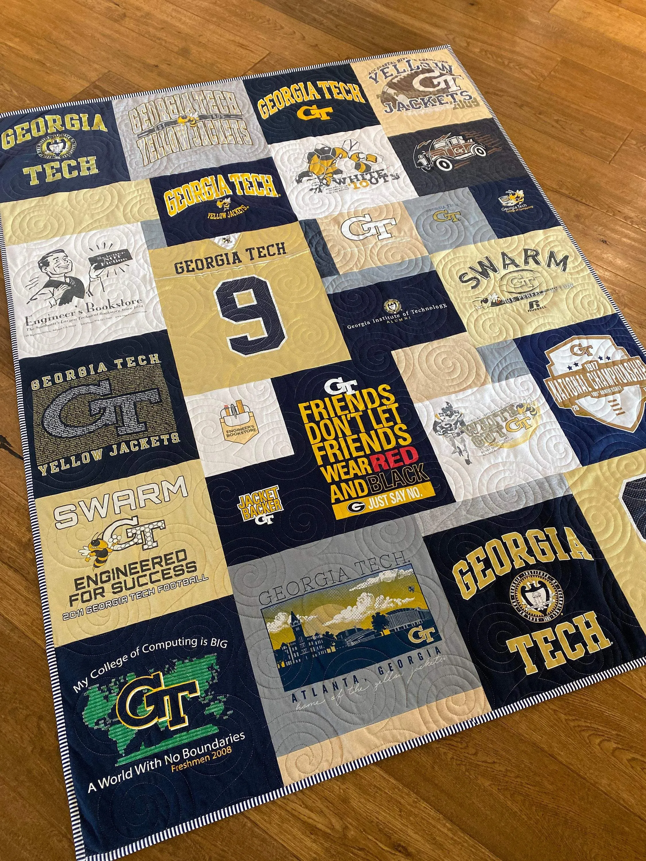 Graduation T-Shirt Quilt, DEPOSIT for Handmade Blanket Sports Jersey College School Memory Gift Custom Keepsake Throw High School University