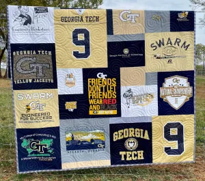 Graduation T-Shirt Quilt, DEPOSIT for Handmade Blanket Sports Jersey College School Memory Gift Custom Keepsake Throw High School University