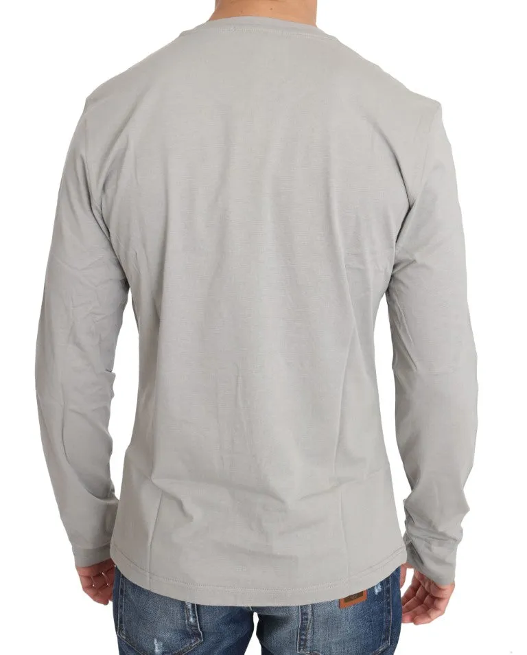 Gray Cotton Silver Studded Tiger Crewneck