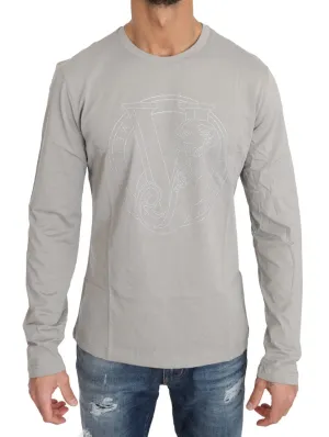 Gray Cotton Silver Studded Tiger Crewneck