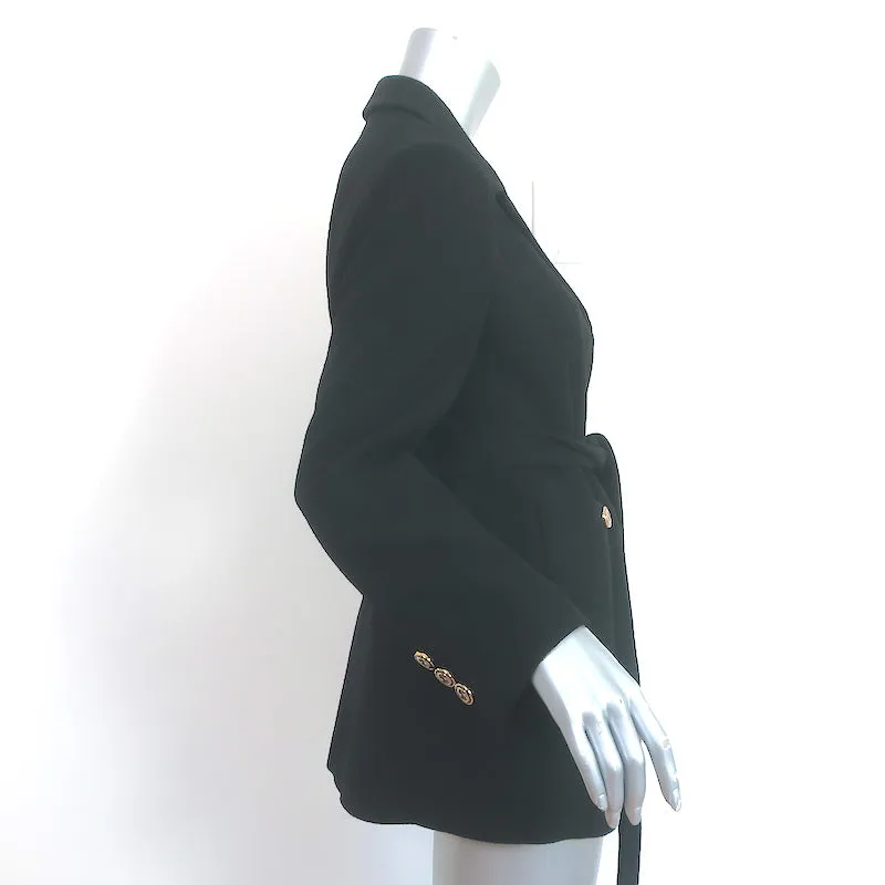 Gucci Belted Jacket Black Wool Crepe Size 44