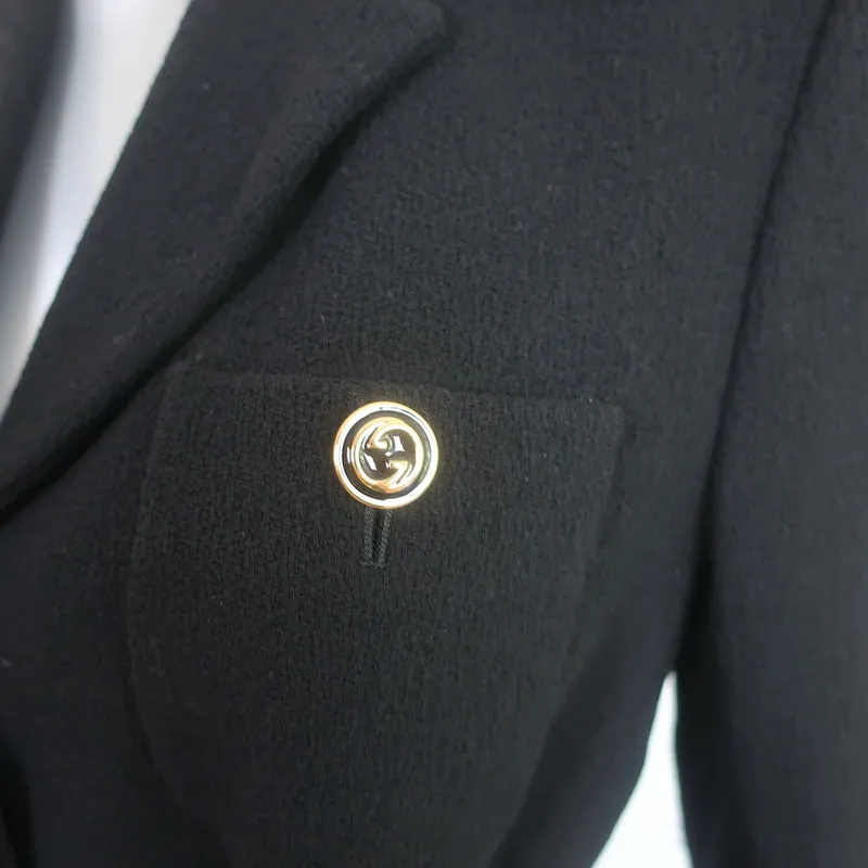 Gucci Belted Jacket Black Wool Crepe Size 44